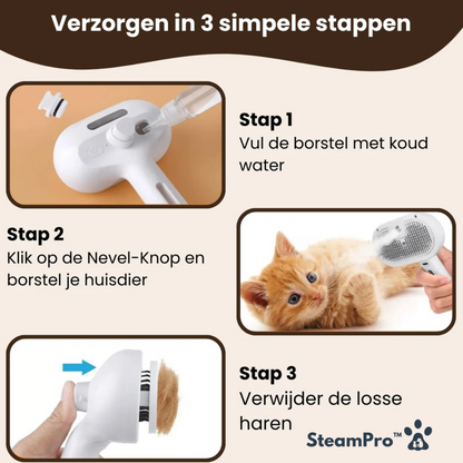 SteamPro™ - Professionele Vachtverzorgings Borstel voor Huisdieren