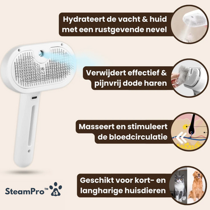 SteamPro™ - Professionele Vachtverzorgings Borstel voor Huisdieren