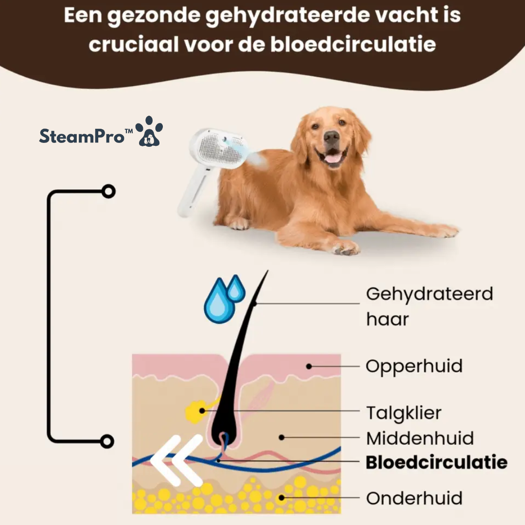 SteamPro™ - Professionele Vachtverzorgings Borstel voor Huisdieren